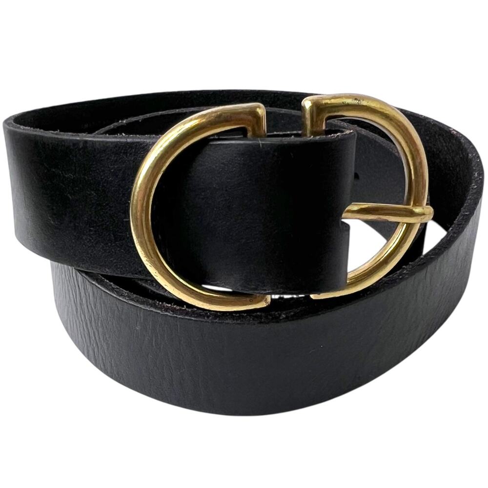 AE Dark Brown Leather Belt with Gold D Ring Buckle Classic Casual Women's Small
